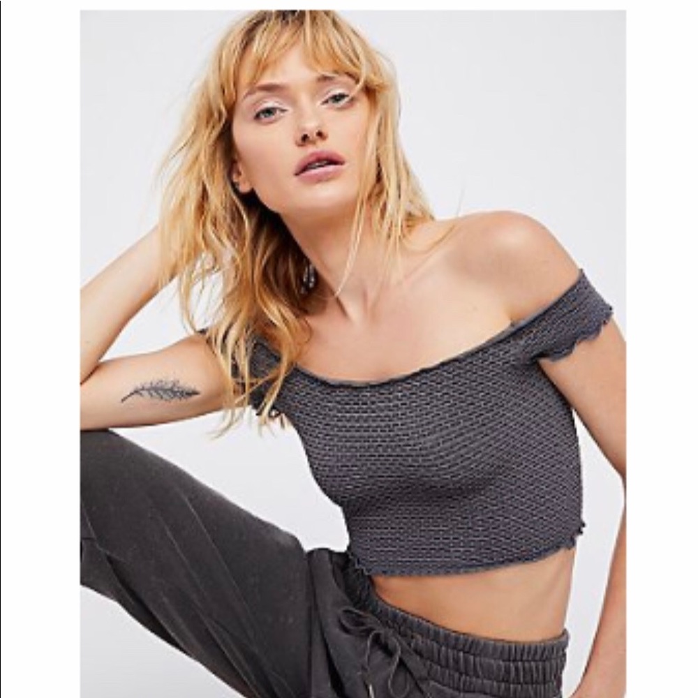 Free People Smocked Crop Top